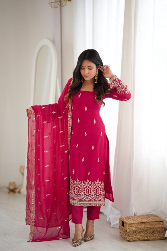 Heavy Faux Georgette Beads Work Salwar Suit – Ready to Wear