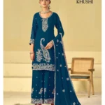 BNK2739 Blooming Georgette Kurti Palazzo Dupatta Set