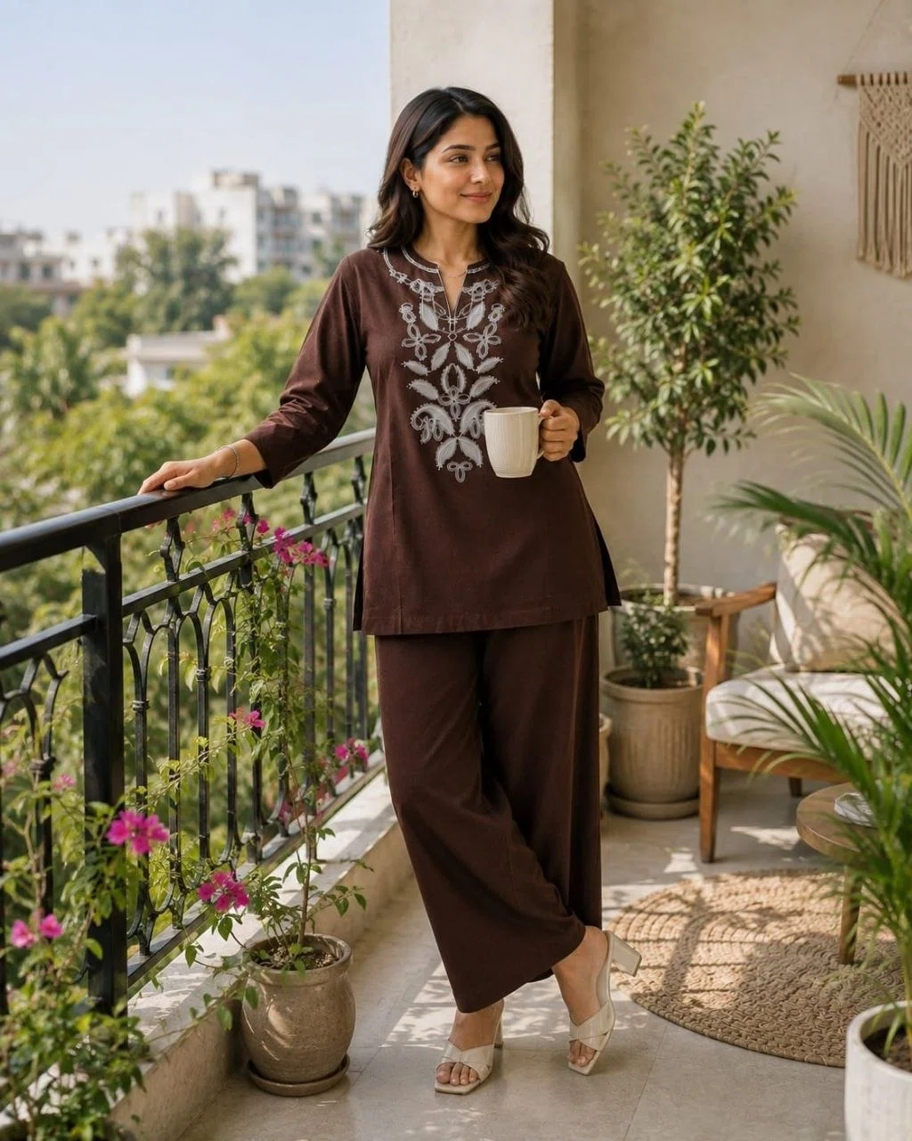 00000405-PHOTO-2026-10-03-22-39-17 RO19538 Cotton Flex Embroidered Women Co Ord Set - Image 1