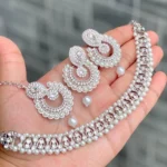 RO19544 Beautiful Premium Quality Reverse Ad Stone Work Necklace With Beautiful Earrings And tika