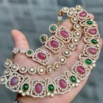 RO19548 Beautiful Premium Quality Sabyasachi Inspired Necklace With Beautiful Earrings And Tika?