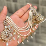 RO19551 Beautiful Premium Quality Reverse Ad Stone Work Pakistani Bahubali Jhumka With Beautiful Big Size Tika