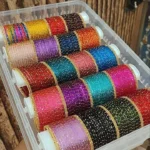 RO19553 BEAUTIFUL COMBO BOX OF RAIN DROP GLASS BANGLES WITH GOLDEN STONE BANGLES