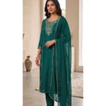 BC-5026 Embroidered Rayon Slub Kurti Pant Dupatta Set