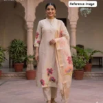 BNK2714 Heavy Maslin Silk Embroidered Kurti Pant Dupatta Set