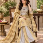 Banarasi Viscose Embroidered Top Palazzo and Dupatta Set