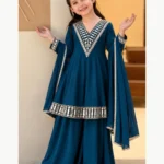 Mul Chanderi Embroidered Kurti Set