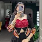 Rayon Bandhej Print Lehenga with Gamthi Mirror Work