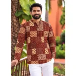 IC-7078 B-Desi Cotton Print Full Sleeve Men Kurta