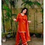 RO12638 Fendi Satin Silk Kurta Salwar Dupatta Set