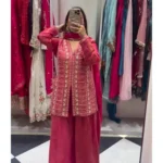 RO19472 Designer Simar Silk Party Wear Palazzo Dupatta Set