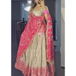 RO19522 Chinon Digital Print Embroidered Lehenga Set