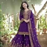 Fendy Silk Gown with Embroidered Dupatta