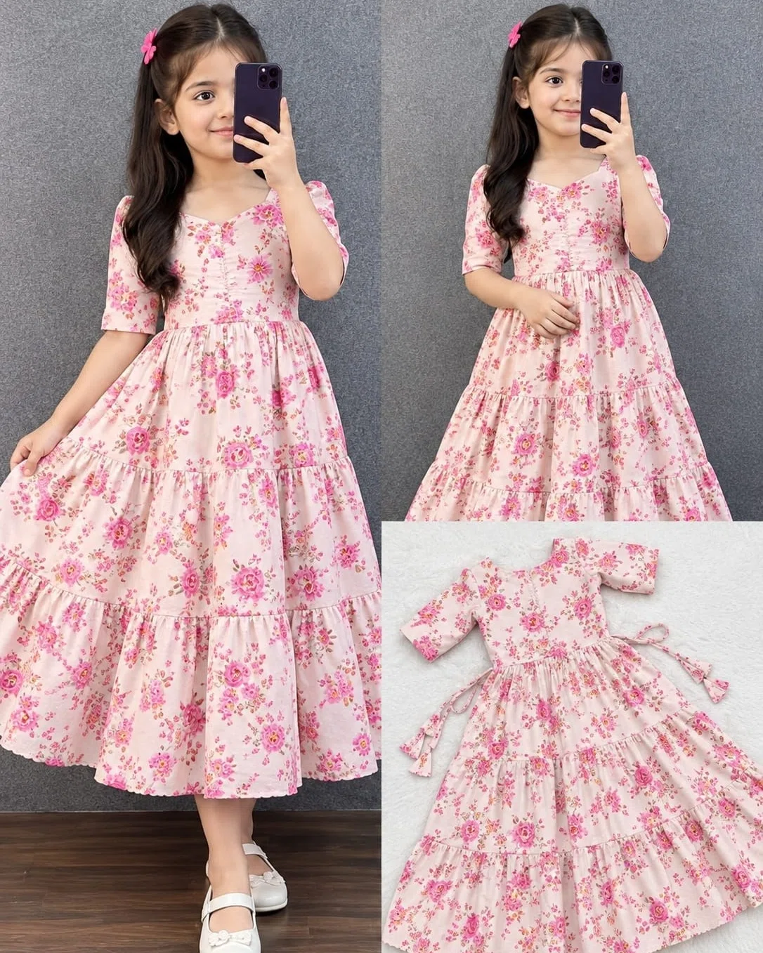 ro19999-launching-new-designer-gown-01 Kids Soft Cotton Hakoba Digital Print Gown - Image 1