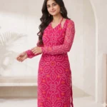 Georgette Digital Bandhani Printed Halter Neck Kurti
