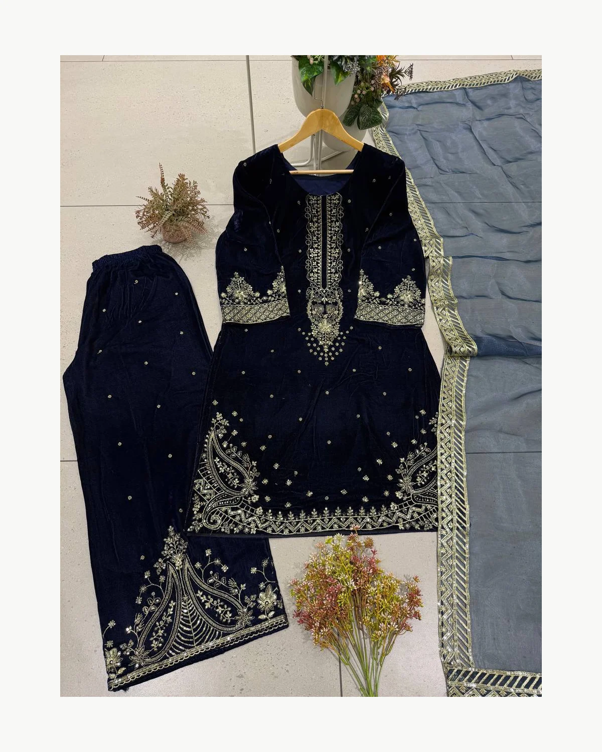 ro20016-velvet-sequin-embroidered-suit-01 Velvet Sequin Embroidered Suit - Image 1